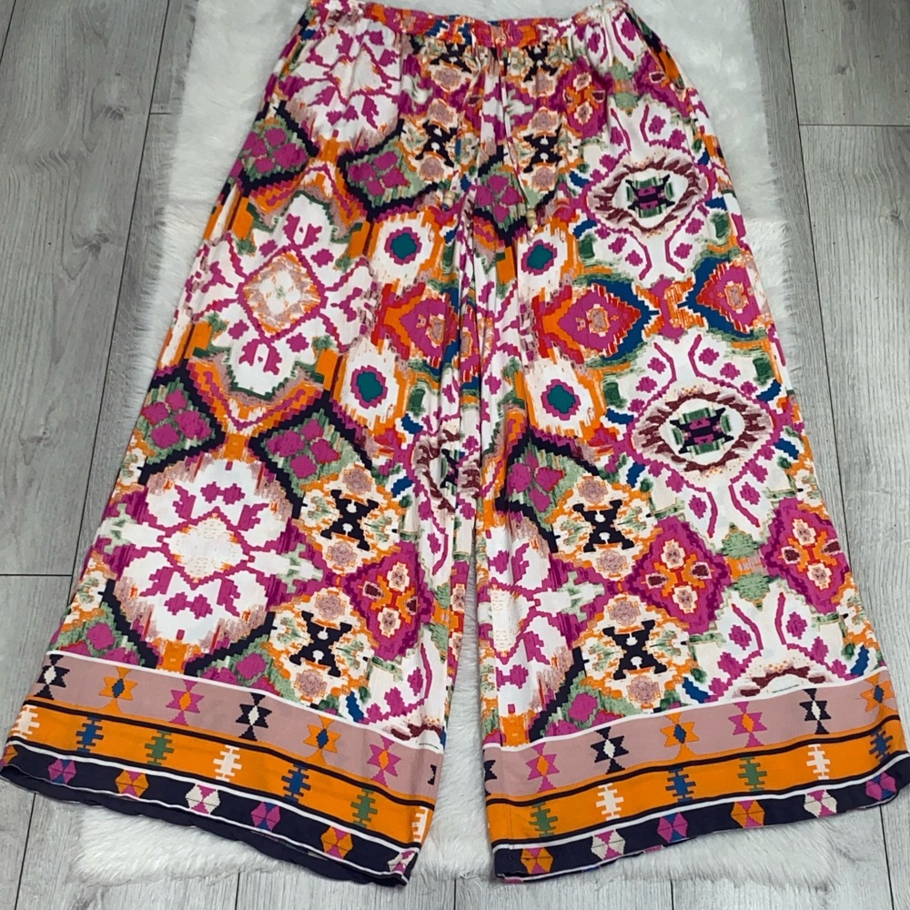 Christian Siriano New York Rayon Boho Pull On Wide Leg Pants